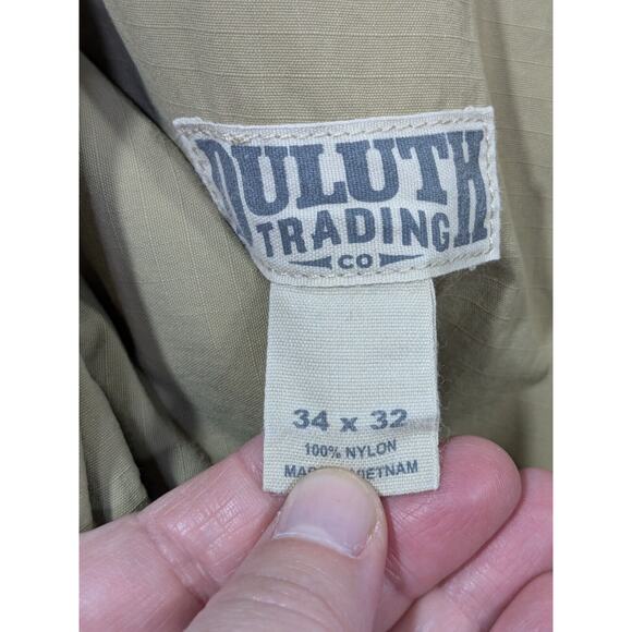 Duluth Trading Cargo Pants Mens 34x32 Nylon Khaki Elastic Waist Lightweight - Picture 9 of 11